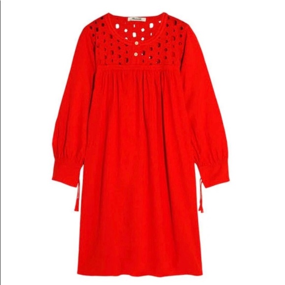 Madewell Dresses & Skirts - Madewell Red Embroidered Eyelet Daybreak Dress